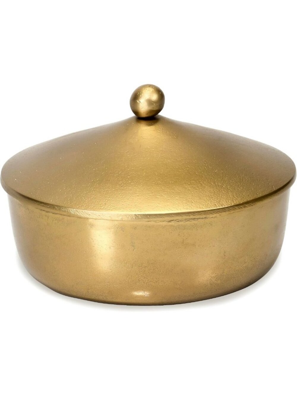 Antique Gold Textured Metal Bowl with Dome Lid - 7" Decorative Centerpiece